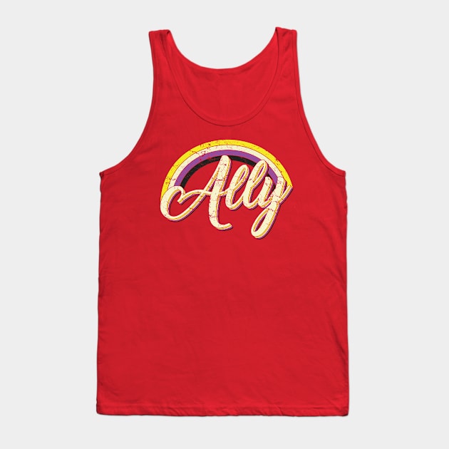 Ally nonbiary vintage tshirt lgbt pride gift Tank Top by Dianeursusla Clothes